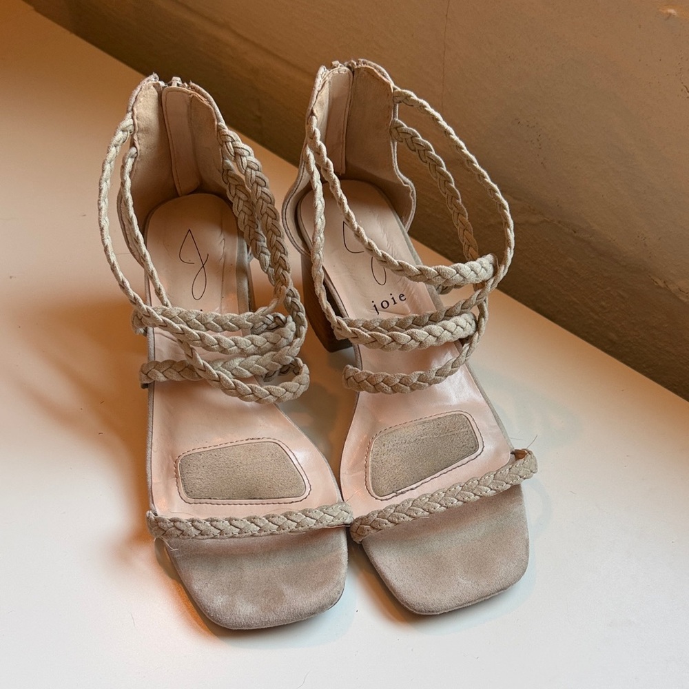 Joie Felina Cream Braided Strap Sandals